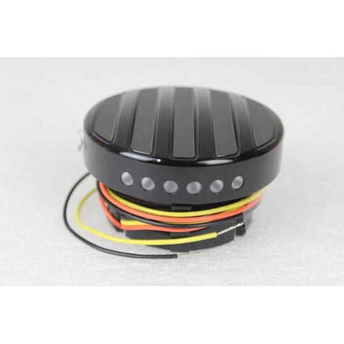 PartzBiz HD: 4401081-V-Twin 38-0989 สีดำ LED Ribbed Style Fuel Gauge & ชุดฝาเกลียว Harley 96-17 PartzBiz HD: 4401081-V-Twin 38-0989 สีดำ LED Ribbed Style Fuel Gauge & ชุดฝาเกลียว Harley 96-17