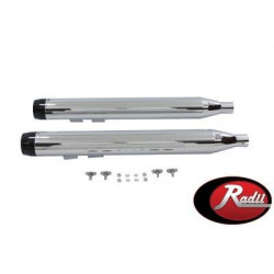 PartzBiz HD VT30-0596 - V-Twin Chrome 3.5" Slip-Ons Mufflers Exhaust Pipes 95-16 Harley Touring Bagger | 30-0596