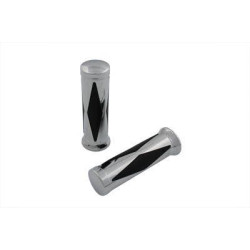 PartzBiz HD VT28-0446 - V-Twin Chrome Diamond Style 1" Grip Set w/ Chrome End Cap Harley 74-Up 28-0446