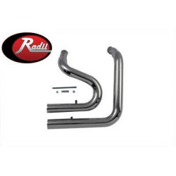 PartzBiz HD VT30-0543 - V-Twin Chrome Radii Stack Exhaust Pipes for 84-06 Harley Softail FXST FLST 30-0543