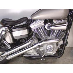PartzBiz HD VT30-0786 - V-Twin Chrome Sweeper Drag Exhaust Pipe 2-1/4" for 91-16 Harley Dyna FXD