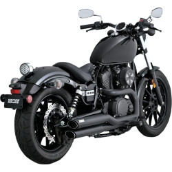 PartzBiz HD VH-48531 - Vance & Hines Black Twin Slash Staggereds Exhaust for Yamaha Bolt / R-Spec 14-16 | 48531 PartzBiz HD VH-48531 - Vance & Hines Black Twin Slash Staggereds Exhaust for Yamaha Bolt / R-Spec 14-16 | 48531