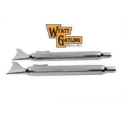 PartzBiz HD VT30-3380 - Wyatt Gatling Chrome Fishtail Slip-On Muffler Set fits Harley Touring FL 95-16 PartzBiz HD VT30-3380 - Wyatt Gatling Chrome Fishtail Slip-On Muffler Set fits Harley Touring FL 95-16