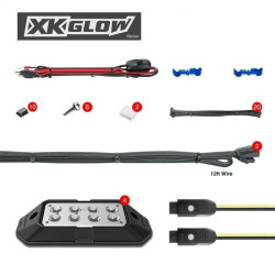 PartzBiz HD XK-ROCK-STA - XK Chrome 4 ชิ้น LED Rock Light Kit บลูทูธ RGB Jeep UTV XK-ROCK-STA ปิดถนนแสงอัพเกรด
