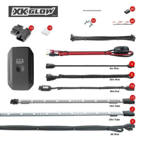 PartzBiz HD: 4400360-XK Chrome XK-UTV-STA มาตรฐาน APP Control LED Accent Light Kit Off Road UTV ATV RGB Polaris KAWASAKI ภายใต้ GLOW ROCK ไฟ