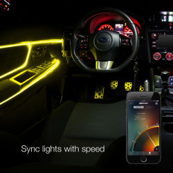 PartzBiz HD XK-XK-FO-ADV - XK Glow 2 ชิ้น 6ft ไฟเบอร์ออปติก LED Trim Kit สำหรับรถยนต์สมาร์ทโฟน App Control