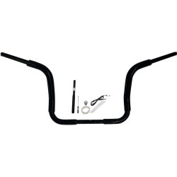 PartzBiz HD 819412-B - Fat Baggers 1-1/2” EZ 12” Flat Round Ape Handlebar Kit Black Harley Touring 21+