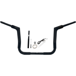 PartzBiz HD 619012-B - Fat Baggers 1-1/2” EZ 12” Flat Top Ape Handlebar Kit Black Harley Touring 21+