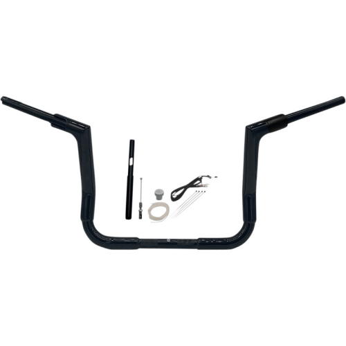 PartzBiz HD: 3485194-Fat Baggers 1-1/2” EZ 12” Flat Top Ape Handlebar Kit Black Harley Touring 21+