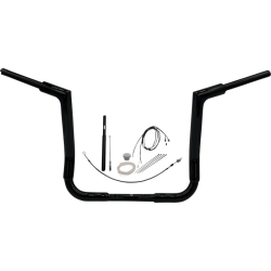 PartzBiz HD 619014-B - Fat Baggers 1-1/2” EZ 14” Flat Top Ape Handlebar Kit Black Harley Touring 21+