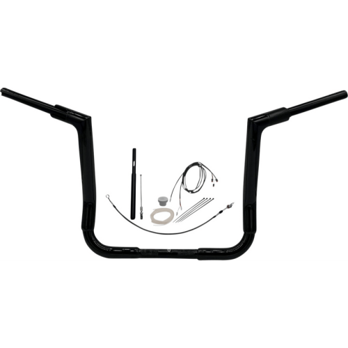 PartzBiz HD: 3485198-Fat Baggers 1-1/2” EZ 14” Flat Top Ape Handlebar Kit Black Harley Touring 21+