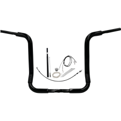 PartzBiz HD 819416-B - Fat Baggers 1-1/2” EZ 16” Flat Round Ape Handlebar Kit Black Harley Touring 21+