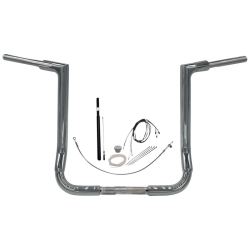 PartzBiz HD 619016 - Fat Baggers 1-1/2” EZ 16” Flat Top Ape Handlebar Kit Chrome Harley Touring 21+