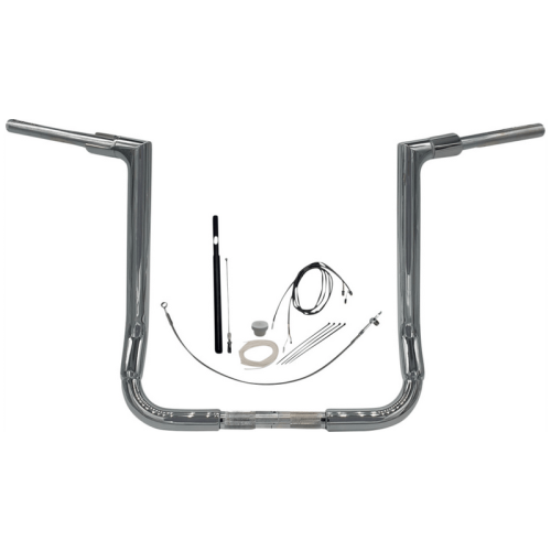 PartzBiz HD: 3485200-Fat Baggers 1-1/2” EZ 16” Flat Top Ape Handlebar Kit Chrome Harley Touring 21+