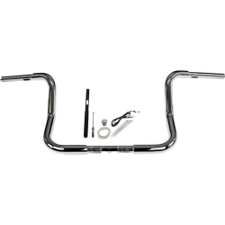 PartzBiz HD 919412 - Fat Baggers 12” 1-1/4 Chrome Round Top Handlebar Kit Batwing 21+ Harley Touring