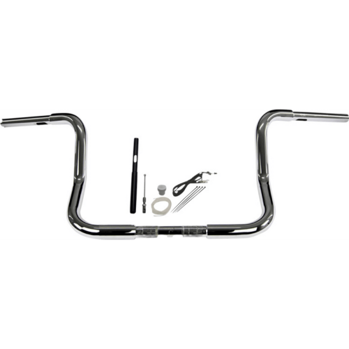 PartzBiz HD: 3482914-Fat Baggers 12” 1-1/4 Chrome Round Top Handlebar Kit Batwing 21+ Harley Touring