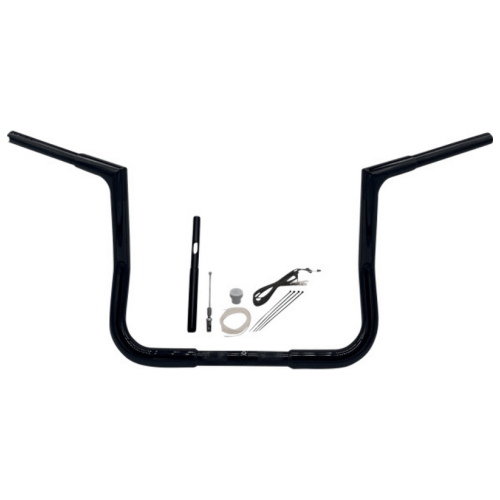 PartzBiz HD: 3482614-Fat Baggers 12” Black EZ Install Flat Top Handlebar Kit 21+ Harley Touring