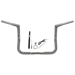 PartzBiz HD 719012 - Fat Baggers 12” Chrome EZ Install Flat Top Handlebar Kit 21+ Harley Touring