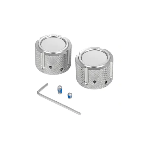 PartzBiz HD: 3485600-Figurati Smooth Front Axle Cover Stainless Kit 25mm Harley Big Twin XL XG 07+
