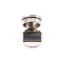 PartzBiz HD FD70-ABFL-SS - Figurati Swing Arm Cover Kit Pair Steel Blue Line USA Flag Harley Touring 65-23 PartzBiz HD FD70-ABFL-SS - Figurati Swing Arm Cover Kit Pair Steel Blue Line USA Flag Harley Touring 65-23