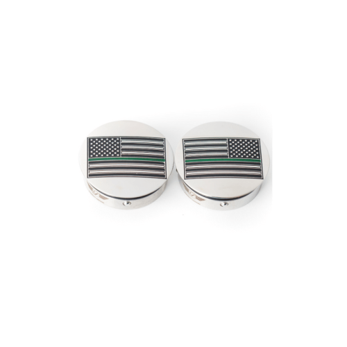 PartzBiz HD: 3485653-Figurati Swing Arm Cover Kit Pair Steel Green Line USA Flag Harley Touring 65-23