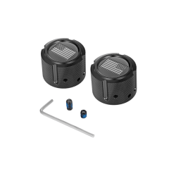PartzBiz HD FD26R-FAC-BK - Front Axle Nut Cover PVD Black American Flag Logo Gray Pair Set Harley 25mm PartzBiz HD FD26R-FAC-BK - Front Axle Nut Cover PVD Black American Flag Logo Gray Pair Set Harley 25mm