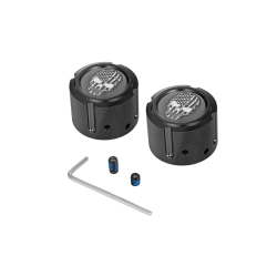 PartzBiz HD FD28-FAC-BK - Front Axle Nut Cover PVD Black American Flag Skull Gray Pair Set Harley 25mm PartzBiz HD FD28-FAC-BK - Front Axle Nut Cover PVD Black American Flag Skull Gray Pair Set Harley 25mm