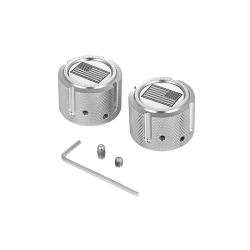 PartzBiz HD FD26R-FAC-SS - Front Axle Nut Cover Stainless Steel American Flag Gray Pair Set Harley 25mm PartzBiz HD FD26R-FAC-SS - Front Axle Nut Cover Stainless Steel American Flag Gray Pair Set Harley 25mm