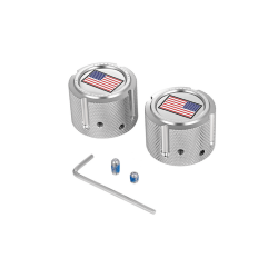 PartzBiz HD FD20-FAC-SS - Front Axle Nut Cover Stainless Steel American Flag Logo Pair Set Harley 25mm PartzBiz HD FD20-FAC-SS - Front Axle Nut Cover Stainless Steel American Flag Logo Pair Set Harley 25mm