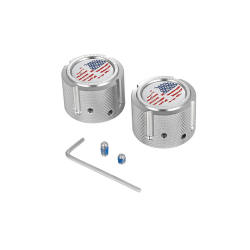 PartzBiz HD FD24-FAC-SS - Front Axle Nut Cover Stainless Steel Red/White/Blue Skull Pair Set Harley 25mm PartzBiz HD FD24-FAC-SS - Front Axle Nut Cover Stainless Steel Red/White/Blue Skull Pair Set Harley 25mm