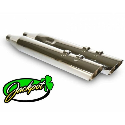 PartzBiz HD: 3490791-Jackpot 4” Street Outlaw Slash Down Chrome Slip On Mufflers Harley Touring 99-16 PartzBiz HD: 3490791-Jackpot 4” Street Outlaw Slash Down Chrome Slip On Mufflers Harley Touring 99-16