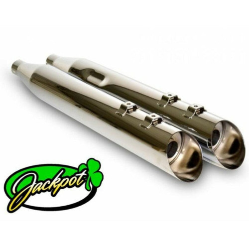 PartzBiz HD: 3490793-Jackpot 4” Street Outlaw Slash Up Chrome Slip On Mufflers Harley Touring 99-16 PartzBiz HD: 3490793-Jackpot 4” Street Outlaw Slash Up Chrome Slip On Mufflers Harley Touring 99-16