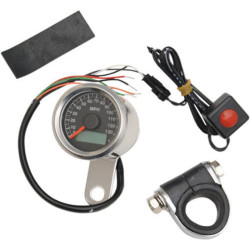 PartzBiz HD 21-6899NU - Hard Drive 48mm Mini Electronic Speedometer Speedo Black Face LED Harley Chopper
