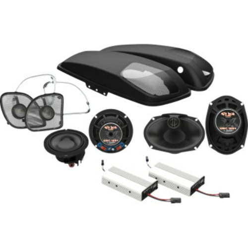 PartzBiz HD: 3486528-Hogtunes WBA 800.4RG Amp Speaker ชุดฝาปิดกระเป๋าข้าง Harley Road Glide FLTR 15+