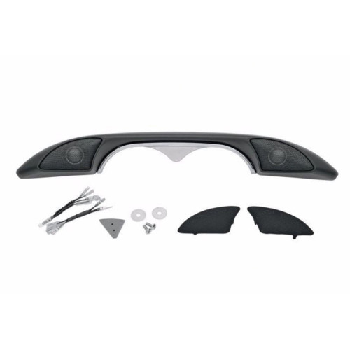PartzBiz HD: 3449481-Hogtunes สีดำ Chrome Hog Pod ภายใน Fairing Dash Trim ทวีตเตอร์ชุด Harley Batwing