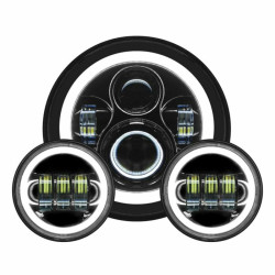 PartzBiz HD HW167005-HW195206 - Hogworkz 7‚” ไฟหน้า Halomaker LED สีขาว ไฟเสริมสีดำ Harley Touring PartzBiz HD HW167005-HW195206 - Hogworkz 7‚” ไฟหน้า Halomaker LED สีขาว ไฟเสริมสีดำ Harley Touring