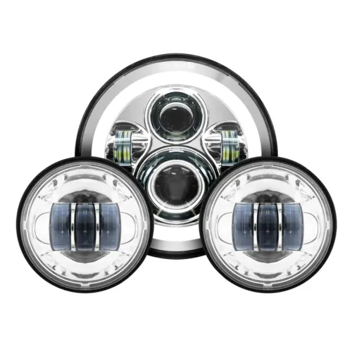 PartzBiz HD: 3487394-Hogworkz 7‚” ไฟหน้า Halomaker LED สีขาว Chrome Auxiliary Daymaker Light Harley
