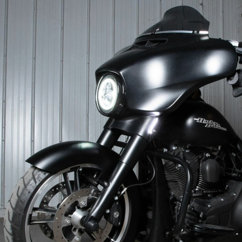 PartzBiz HD: 3486367-Hogworkz 7‚” ไฟหน้า Halomaker LED สีขาว สีดำ Harley Touring Softail