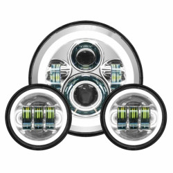 PartzBiz HD HW167004-HW195205 - Hogworkz 7‚” ไฟหน้า LED Halomaker สีขาว หลอดไฟเสริมโครเมียม Harley Touring PartzBiz HD HW167004-HW195205 - Hogworkz 7‚” ไฟหน้า LED Halomaker สีขาว หลอดไฟเสริมโครเมียม Harley Touring