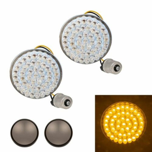 PartzBiz HD: 3487593-Hogworkz LED สัญญาณไฟเลี้ยวสีเหลืองอำพัน 48 ไฟสีแดง 2‚” Bullet Lens 1156 Base Harley