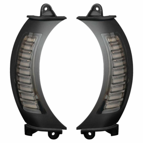 PartzBiz HD: 3487489-Hogworkz Visionz ไฟเลี้ยว LED สีเหลืองอำพันสีขาว Vent แทรกสีดำ Harley FLTR 15+