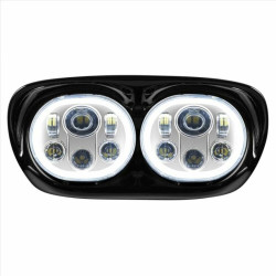 PartzBiz HD HW195025 - Hogworkz สีขาว LED Chrome Dual Vision Halomaker ไฟหน้า Harley FLTR 98-13 PartzBiz HD HW195025 - Hogworkz สีขาว LED Chrome Dual Vision Halomaker ไฟหน้า Harley FLTR 98-13