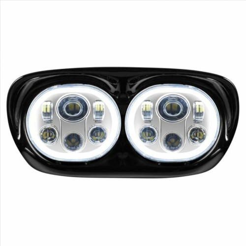 PartzBiz HD: 3487483-Hogworkz สีขาว LED Chrome Dual Vision Halomaker ไฟหน้า Harley FLTR 98-13