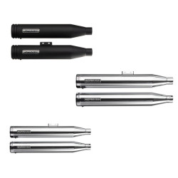 PartzBiz HD 190341237 - Slip-on Mufflers Deep Sound For 2018-2024 Harley Softail Fatboy Breakout Street Bob Slim Low Rider Heritage Classic Deluxe - Chrome-short