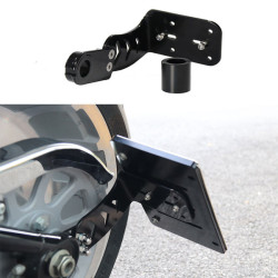 PartzBiz HD HLHX036-2 - Gloss Black License Plate Relocation Bracket Kit for Harley Softail 2008-2025 Models - 2008-2017 Harley Softail