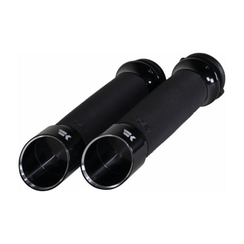 PartzBiz HD: 3492819-Khrome Werks Edge Contour Grips Pair Set Black TBW Harley Touring Softail 2008+