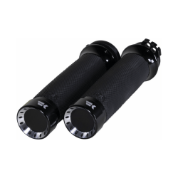PartzBiz HD 500220 - Khrome Werks Turbine Contour Grips Pair Black Cable Harley Touring Softail 08+ PartzBiz HD 500220 - Khrome Werks Turbine Contour Grips Pair Black Cable Harley Touring Softail 08+