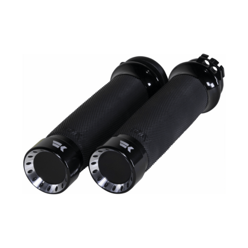 PartzBiz HD: 3492827-Khrome Werks Turbine Contour Grips Pair Black Cable Harley Touring Softail 08+