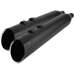 PartzBiz HD 202855 - Khrome Werks Black Edge 4.5 HP Plus Slip On Mufflers Pipes Harley Touring 95-16