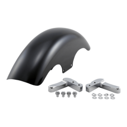 PartzBiz HD KW05-06-0005-C - Klock Werks Hugger Top Hat บังโคลนหน้า Chrome Block Black 19 Harley FXLR M8